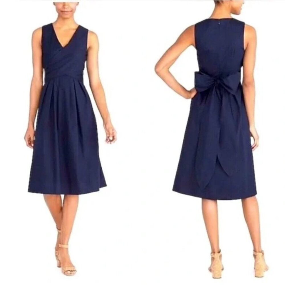 J. Crew Navy Faux Wrap Sleeveless Dress